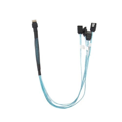 MINI SAS 38p SFF 8654 4I 转 4xSATA 90 度服务器高速数据传输线